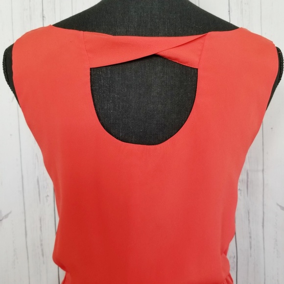 ⬇️🌹 Gap (S) Orange Red Chiffon Dress - Picture 6 of 8